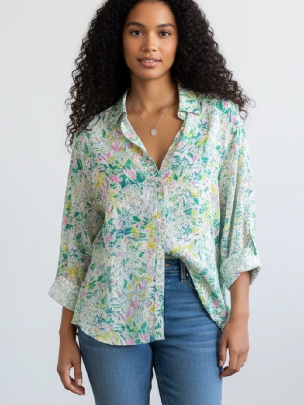 NWT -Cynthia Rowley Multicolor boho Floral Button Down Shirt